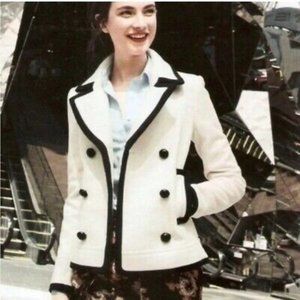NWOT JCREW 2/ 2T Antique White Nello Gori WOOL Tipped Coat Jacket Lady Day